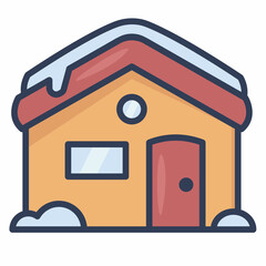 house snow wooden cabin single isolated icon with filled line style