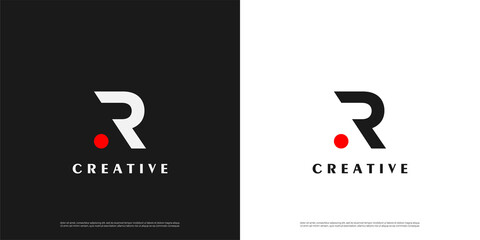 Letter R abstract with dot logo icon abstract design template elements
