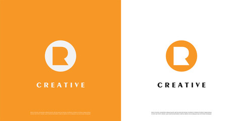 Letter R negative space circle logo icon abstract design template elements