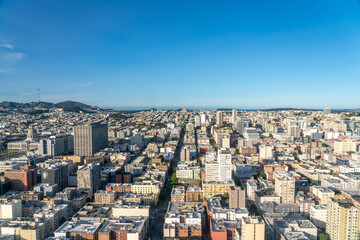 View of City Hall Building and Downtown San Francisco With Clear Blue Skies