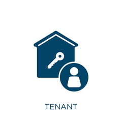 tenant vector icon. rent filled flat symbol for mobile concept and web design. Black business glyph icon. Isolated sign, logo illustration. Vector graphics. - obrazy, fototapety, plakaty
