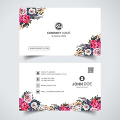 Creative watercolor flower with business card template