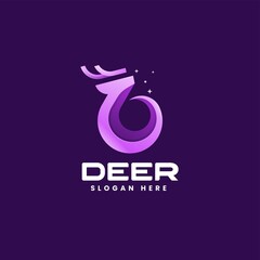 Vector Logo Illustration Deer Gradient Colorful Style.