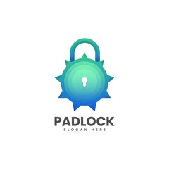 Vector Logo Illustration Padlock Gradient Colorful Style.
