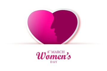 happy womens day face and heart concept card design
