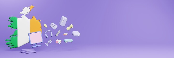 3d rendering of using electronic devices in the country of Ireland for data display