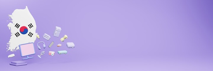 3d rendering of using electronic devices in the country of Korea for data display