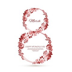 Women day background with frame flowers 8 march card design