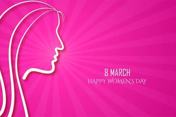 Happy Women's Day women face greeting card background