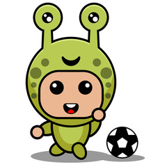 vector illustration of cute cartoon snail animal mascot costume character playing football
