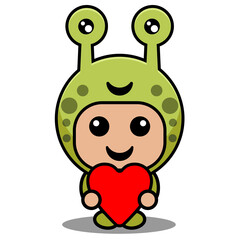 cute snail animal mascot costume character vector illustration holding love