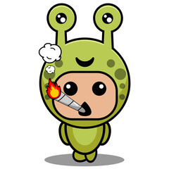 cute cartoon snail animal mascot costume character vector illustration smoking