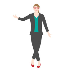 Illustration of a businesswoman in a musical pose(white background, vector, cut out)
