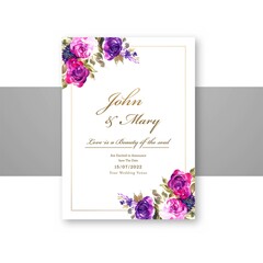 Wedding decorative flowers save the date on menu card template