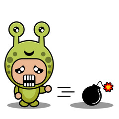 vector illustration of cute cartoon snail animal mascot costume character throwing bomb