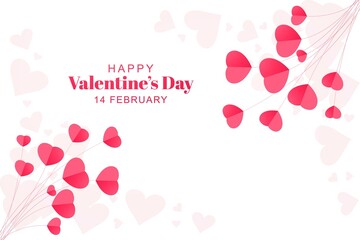 Valentine's day with paper hearts card background