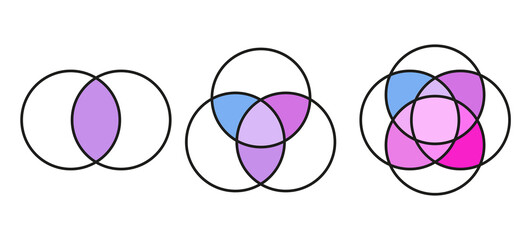 Venn diagram circles chart infographic. Vector design elements for business strategy presentation.