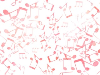 赤色の音符が一面に散らばったイラスト