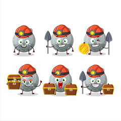 miners gray gummy candy G cute mascot character wearing helmet