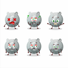 Gray gummy candy G cartoon character with nope expression