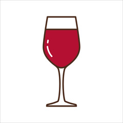 Vector icon of a glass of red wine.