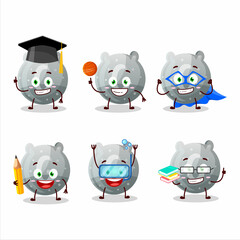 School student of gray gummy candy G cartoon character with various expressions