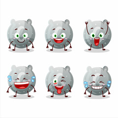 Cartoon character of gray gummy candy G with smile expression