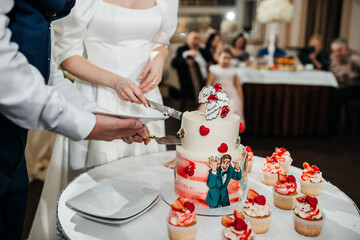 delicious wedding cake with original decorative design