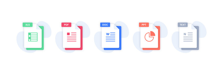 Set of document file formats icons