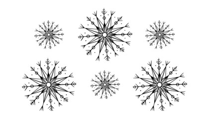 Doodle snowflakes isolated pattern winter vector