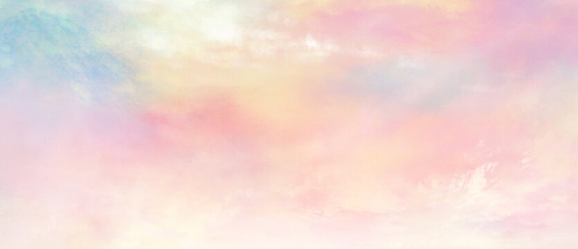 パステルカラーの空の風景イラスト