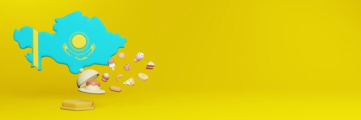 3d rendering of food consumption in Kazakhstan country for data display