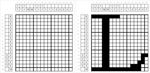 Fototapeta premium Alphabet L Nonogram Pixel Art M_2112002