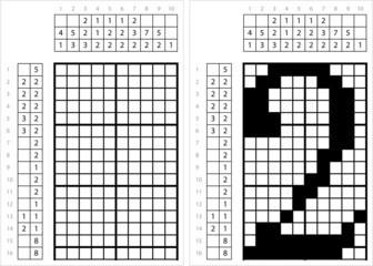 Fototapeta premium Number Two Nonogram Pixel Art M_2112002