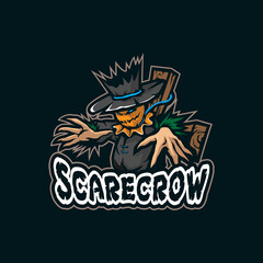 Scarecrow mascot logo design vector with modern illustration concept style for badge, emblem and t shirt printing. Angry scarecrow illustration.