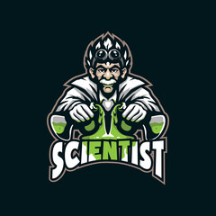 Scientist mascot logo design vector with modern illustration concept style for badge, emblem and t shirt printing. Smart scientist illustration.