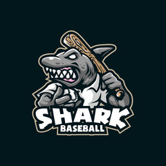 Shark mascot logo design vector with modern illustration concept style for badge, emblem and t shirt printing. Shark baseball illustration.