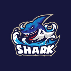 Shark mascot logo design vector with modern illustration concept style for badge, emblem and t shirt printing. Angry shark illustration.