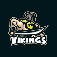 Viking mascot logo design vector with modern illustration concept style for badge, emblem and t shirt printing. Angry viking illustration for sport and esport team.