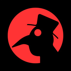 The silhouette of the plague doctor's head. Vector illustration.