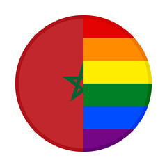 round icon with morocco and rainbow flags. vector illustration isolated on white background