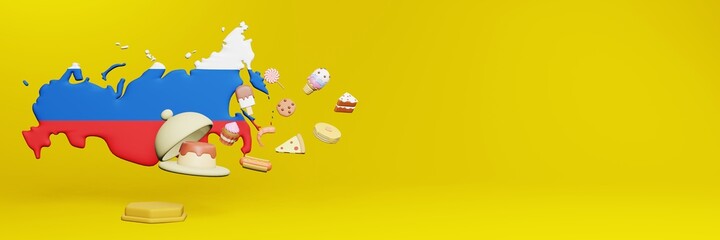 3d rendering of food consumption in Russia country for data display