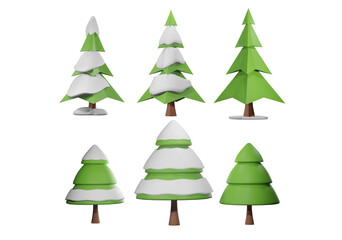 Christmas tree  set  on white background 3d rendering