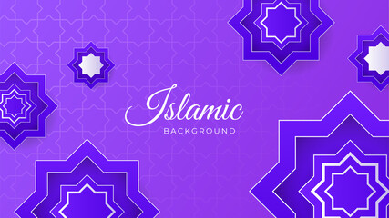 Flat flower Purple pattern Islamic design background. Islamic Background design for Ramadan Kareem