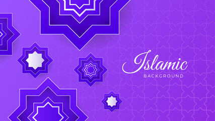 Flat flower Purple pattern Islamic design background. Islamic Background design for Ramadan Kareem