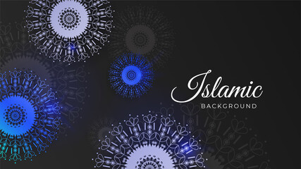 Ornamental Firework Blue pattern Islamic design background. Islamic Background design for Ramadan Kareem