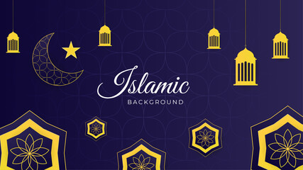 Ornamental Mandala purple yellow pattern Islamic design background. Islamic Background design for Ramadan Kareem