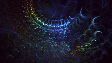 3D rendering abstract blue technology fractal background