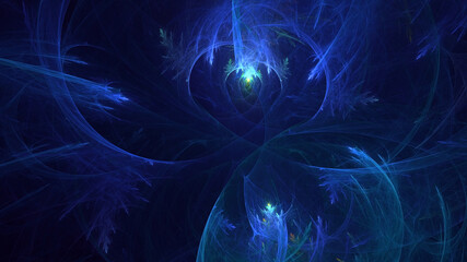 3D rendering abstract blue technology fractal background