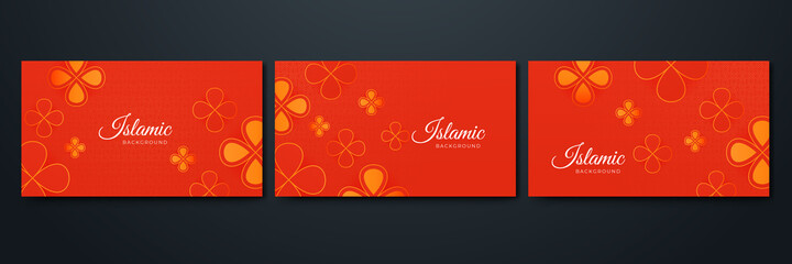 Flat flower red yellow pattern Islamic design background. Islamic Background design for Ramadan Kareem